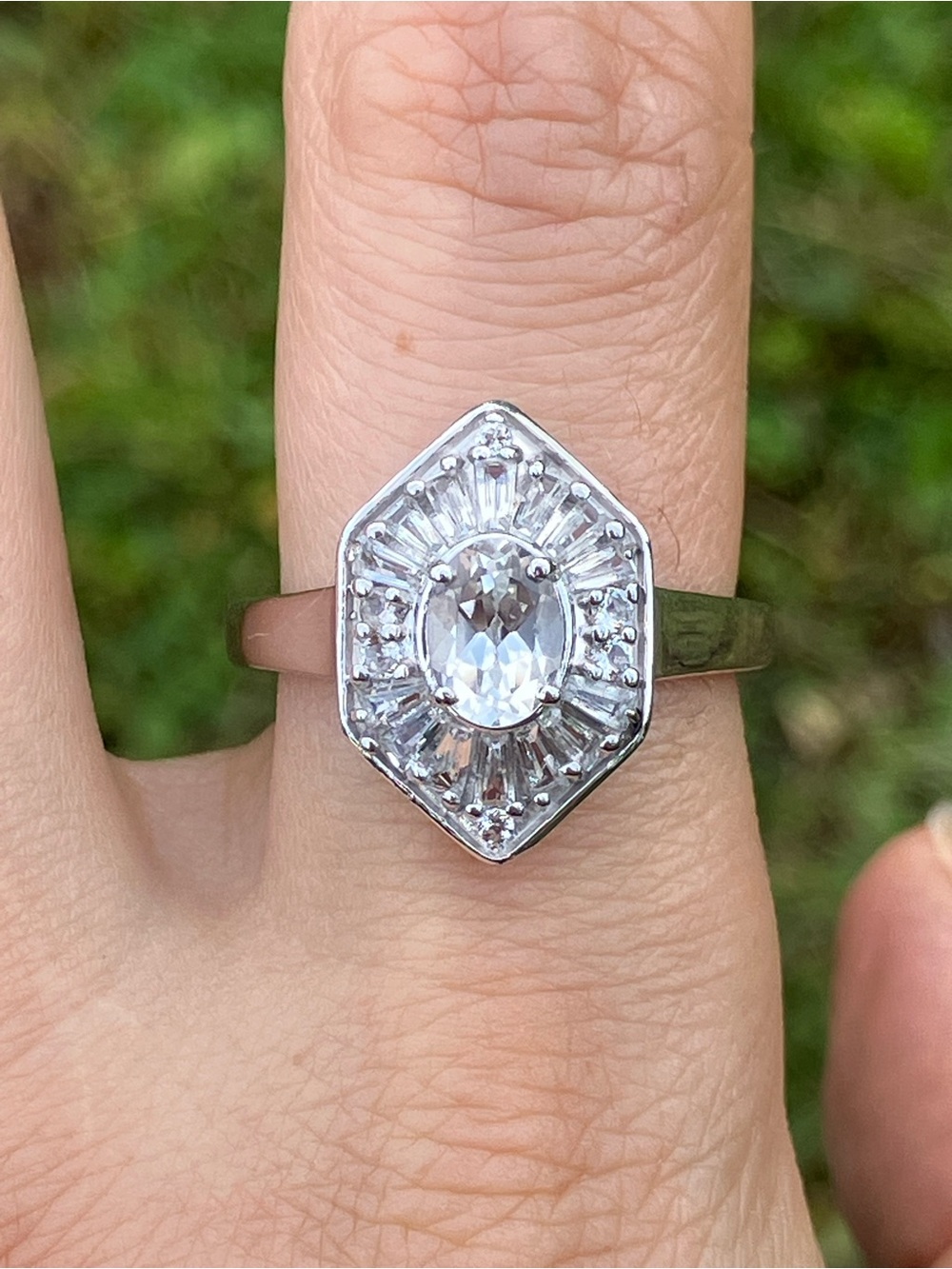 Natural White Topaz Sterling Silver Ring Size 9